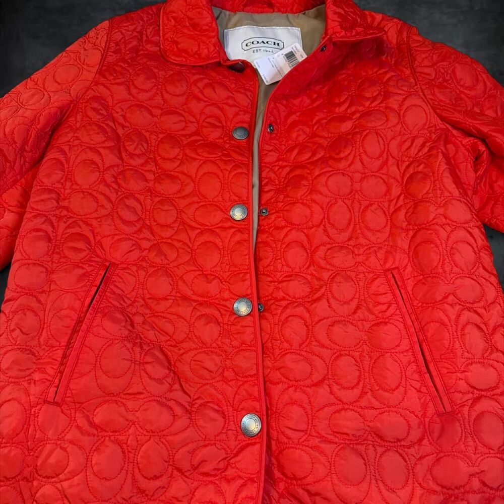 Coach Women's Orange and Red Jacket - Picture 2 of 6